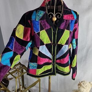 Life Style Size L Patchwork Jacket~Blazer